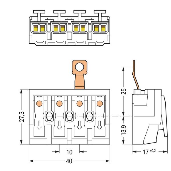 Lighting connector push-button, external with screw-type ground contac image 3