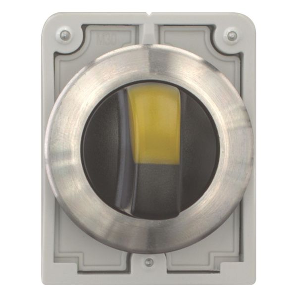 Illuminated selector switch actuator, RMQ-Titan, with thumb-grip, maintained, 3 positions, yellow, Front ring stainless steel image 4