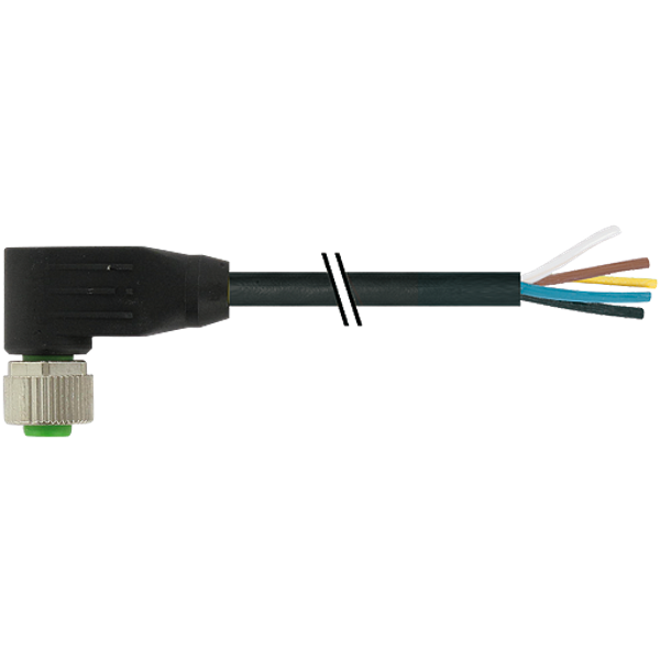 M12 female 90° A-cod. with cable PUR 12x0.14 bk UL/CSA+drag ch. 5m image 1