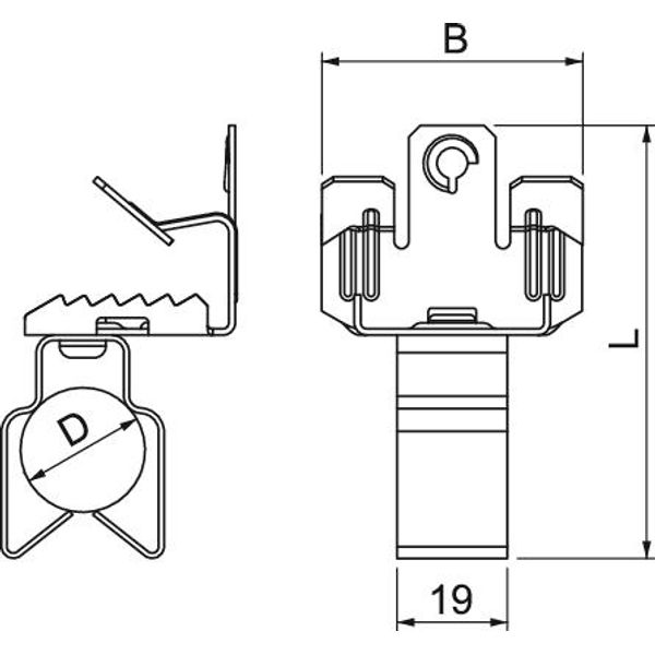 BCVPO 3-7 D25 Beam clamp with bottom pipe clamp 25mm 3-7mm image 2