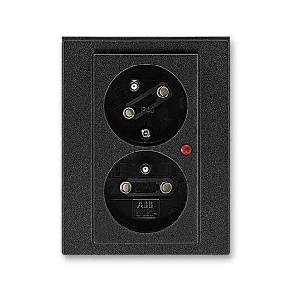 5593H-C02357 63 Double socket outlet with earthing pins, shuttered, with turned upper cavity, with surge protection image 1