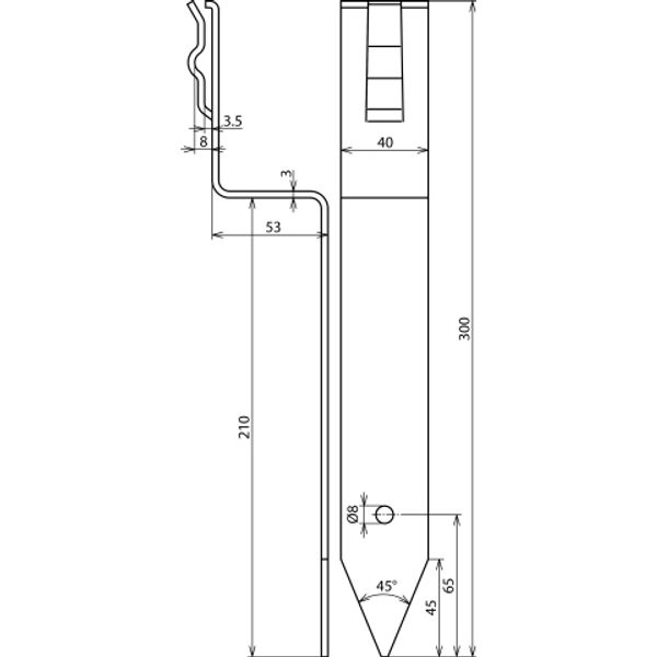 Spacer, St/tZn, angled type L 300mm f. Rd 8-10mm, Fl -40mm image 2