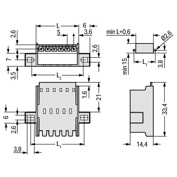 Panel feedthrough male connector clamping collar 6-pole light gray image 2