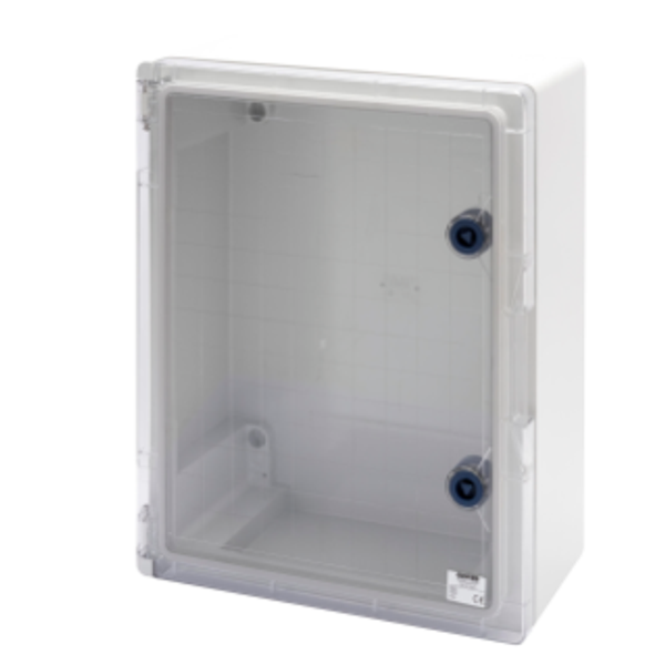 WATERTIGHT BOARD WITH TRANSPARENT DOOR FITTED WITH LOCK - GWPLAST 120 - 396X474X160 - IP55 - GREY RAL 7035 image 1