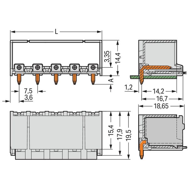 THR male header 1.4 mm Ø solder pin angled light gray image 2