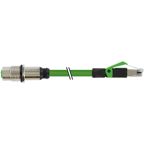 M12 fem. recept. D /RJ45 male 0° PUR 1x4xAWG22 shielded gn+dragch 0.4m image 1