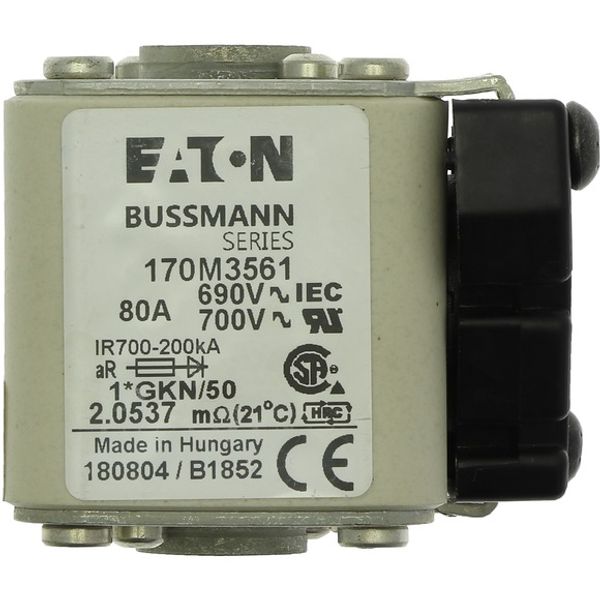 Fuse-link, high speed, 350 A, AC 690 V, compact size 1, 45 x 59 x 51 mm, aR, IEC, UL, single indicator image 2