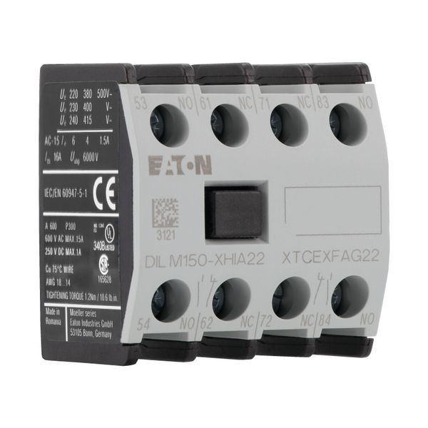 Auxiliary contact module, 4 pole, Ith= 16 A, 2 N/O, 2 NC, Front fixing, Screw terminals, DILM40 - DILM170, XHIA image 10