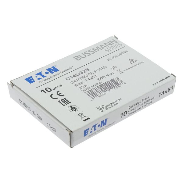 Fuse-link, LV, 32 A, AC 500 V, 14 x 51 mm, gL/gG, IEC, with striker image 14