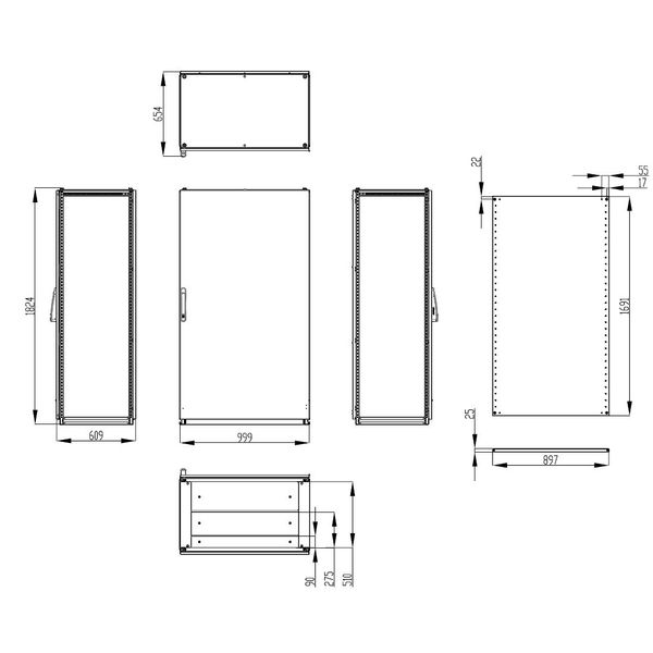 Modular enclosure 1 door IP55 H=1800 W=1000 D=600 mm image 3