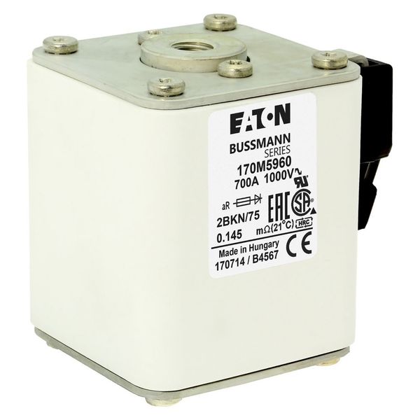 Fuse-link, high speed, 700 A, AC 1000 V, size 2, 59 x 77 x 75 mm, aR, IEC, UL, type K indicator, flush end, M10 image 11