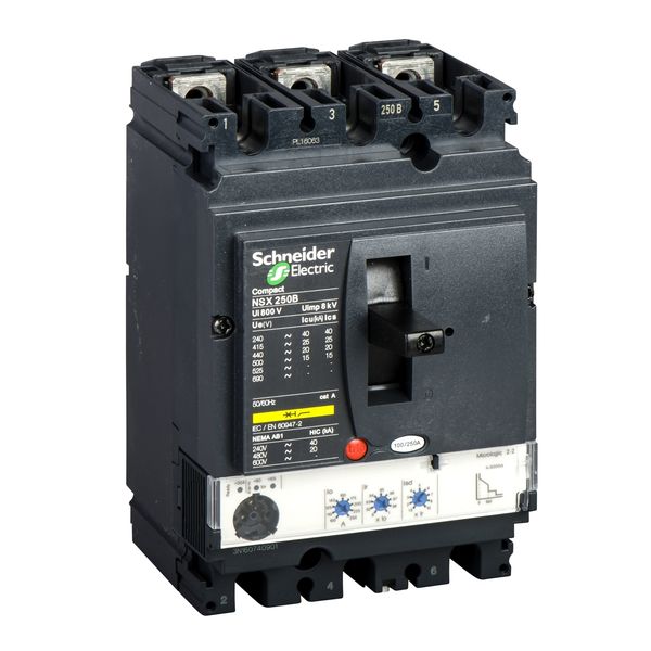 circuit breaker ComPact NSX250N, 50 kA at 415 VAC, MicroLogic 2.2 trip unit 160 A, 3 poles 3d image 2