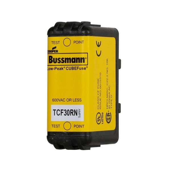 Eaton Bussmann series TCF fuse, Finger safe, 600 Vac/300 Vdc, 30A, 300 kAIC at 600 Vac, 100 kAIC at 300 Vdc, Non-Indicating, Time delay, inrush current withstand, Class CF, CUBEFuse, Glass filled PES image 5