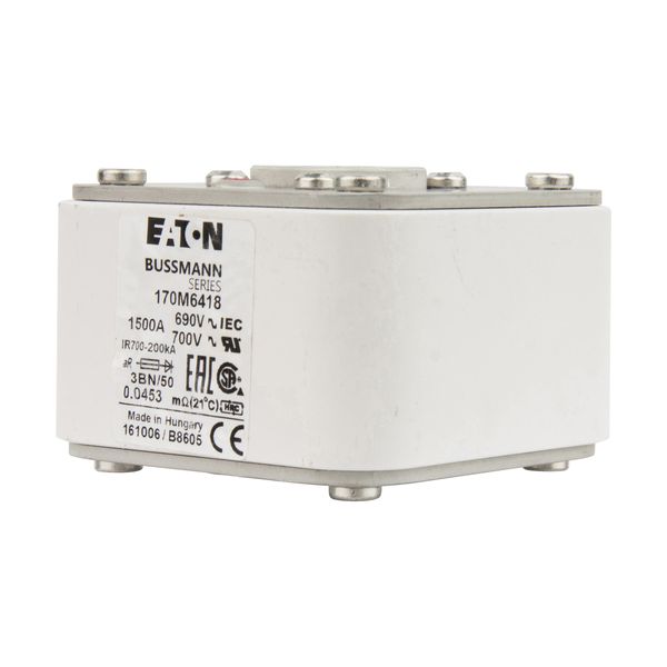 Fuse-link, high speed, 1500 A, AC 690 V, size 3, aR, IEC, UL, single indicator image 7