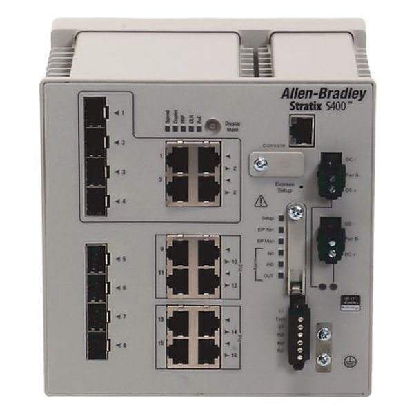 Allen-Bradley 1783-HMS4SG8EG4CGN Stratix 5400, 4 SFP 10/100/1000 slots, 8 PoE 10/100/1000 ports, 4 combo(copper or SFP slot) 10/100/1000 ports, Layer 2 FW image 1