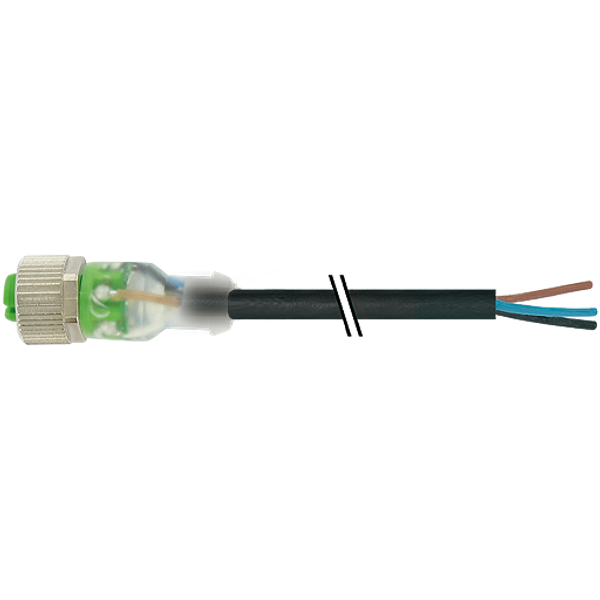 M12 female 0° A-cod. with cable LED PUR 3x0.34 bk UL/CSA+drag ch. 25m image 1
