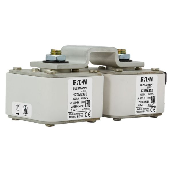 Fuse-link, high speed, 1000 A, AC 690 V, 2 x size 3, 74 x 177 x 72 mm, aR, IEC, single indicator image 17