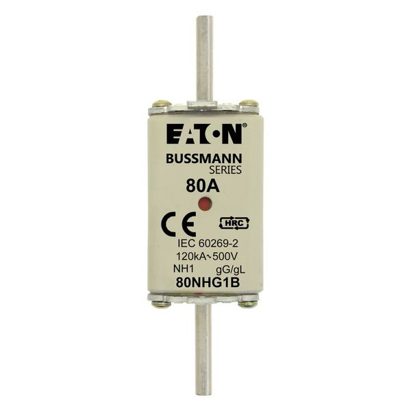 Fuse-link, low voltage, 80 A, AC 500 V, NH1, gL/gG, IEC, dual indicator image 6