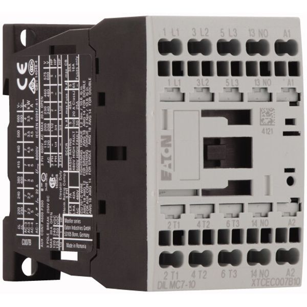 Contactor, 3 pole, 380 V 400 V 3 kW, 1 N/O, 220 V DC, DC operation, Spring-loaded terminals image 5