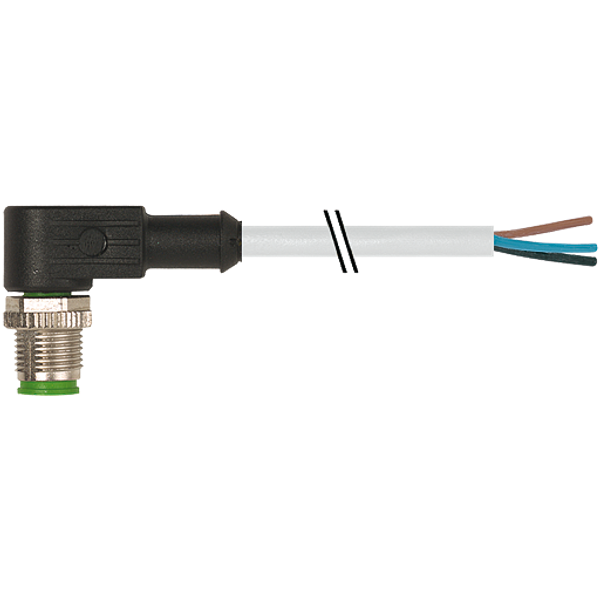 M12 male 90° A-cod. with cable PUR 3x0.34 gy UL/CSA+drag ch. 0.8m image 1