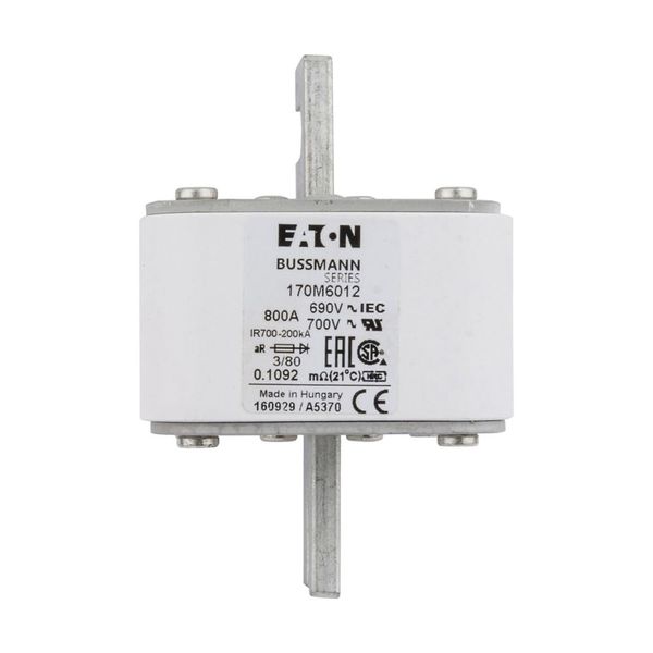 Fuse-link, high speed, 800 A, AC 690 V, DIN 3, 76 x 76 x 109 mm, aR, DIN, IEC, single indicator image 14