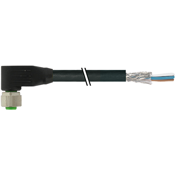 M12 female 90° A-cod. with cable RADOX EM 104 4x0.34 shielded bk 10m image 1