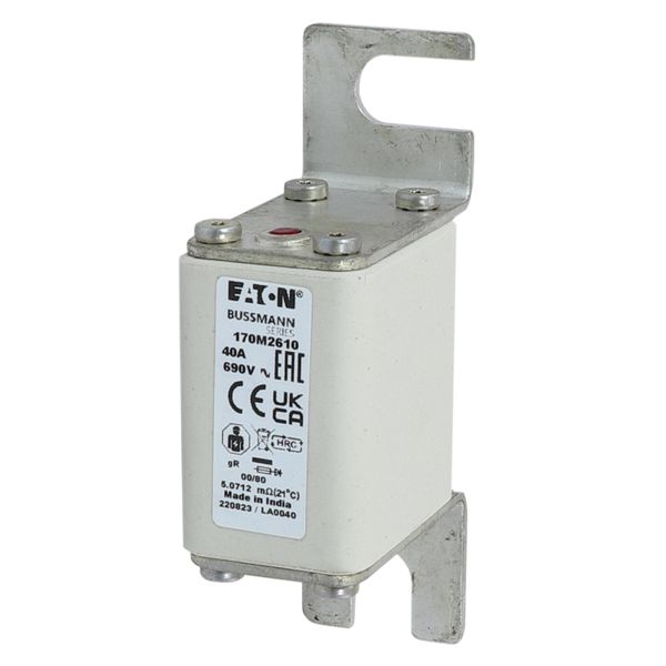 Fuse-link, high speed, 40 A, AC 690 V, DIN 00, 30 x 51 x 100 mm, gR, DIN, IEC, single indicator image 5