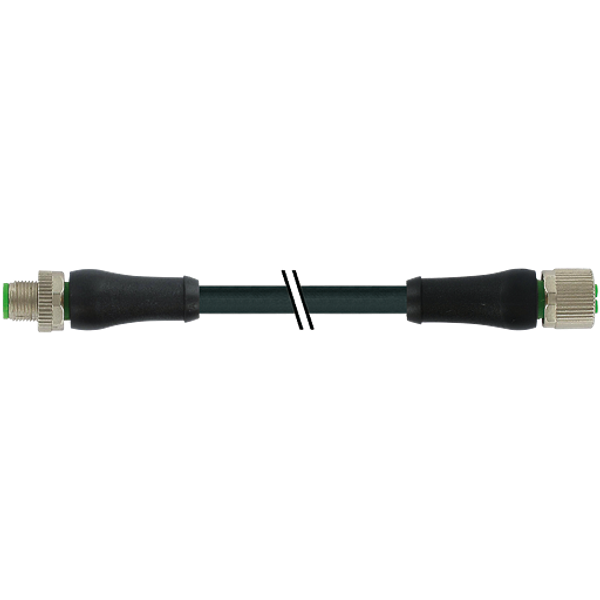 M12 Power L-cod. fem. 0°/M12 A-cod. male 0° PUR 4x0.75 bk +drag ch. 2m image 1