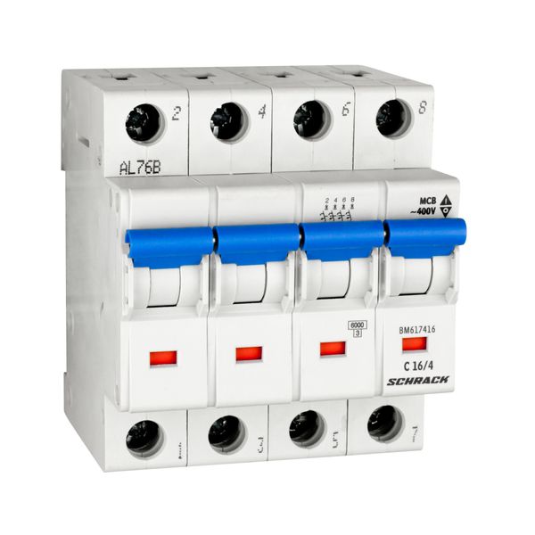 Miniature Circuit Breaker (MCB) C, 16A, 4-pole, 6kA image 1