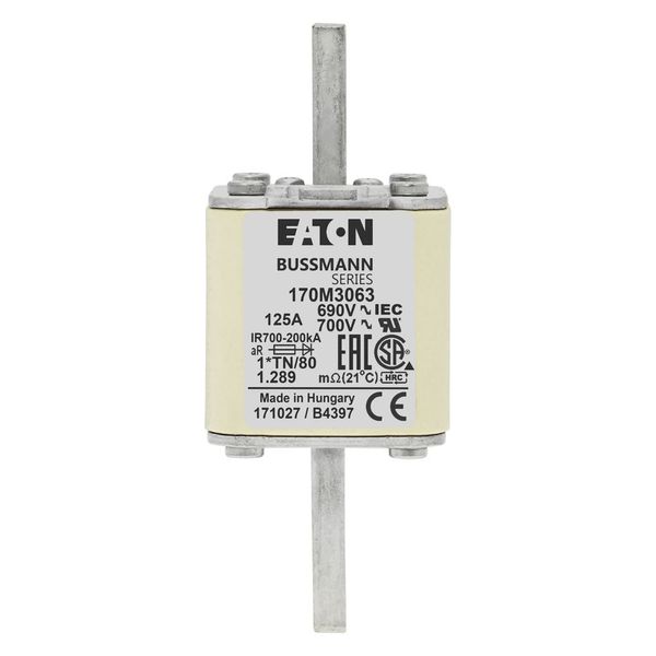 Fuse-link, high speed, 125 A, AC 690 V, compact DIN 1, 45 x 58 x 104 mm, aR, DIN, IEC, single indicator image 14