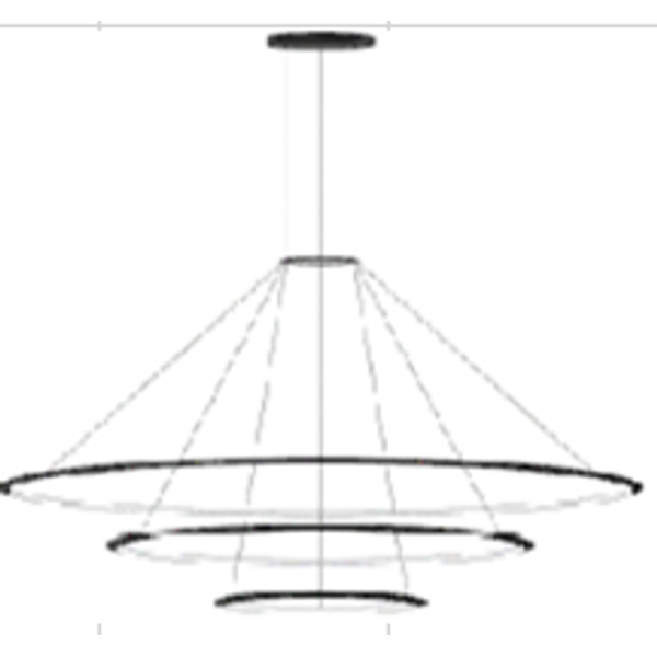 Pendant Circular Outward 3 Rings (ø1200 ø900 ø600) LED 140.8W 5671lm 2400K Black image 1