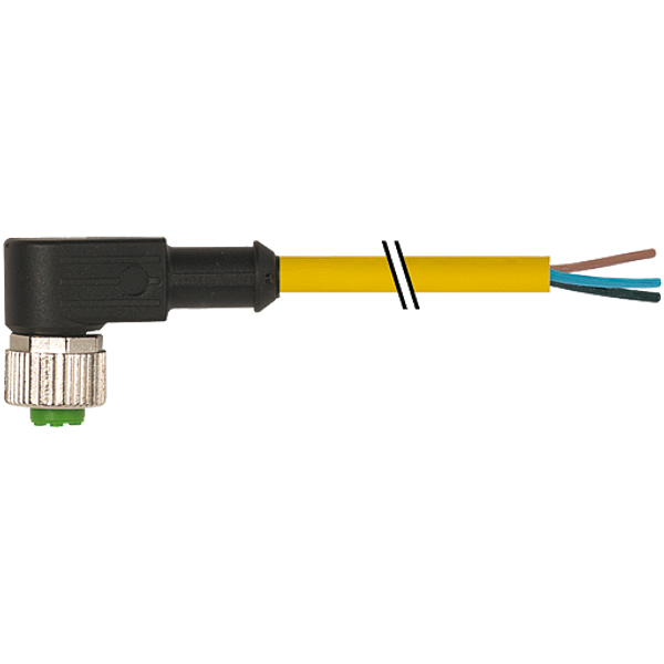 M12 female 90° A-cod. with cable PVC 4x0.34 ye UL/CSA 20m image 1