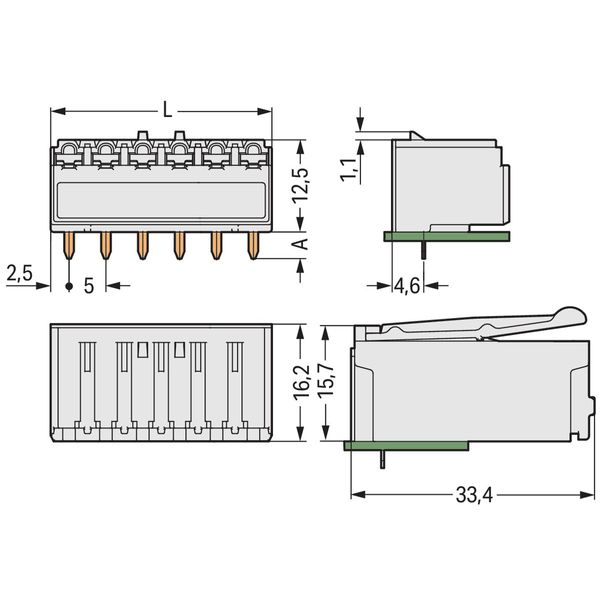 2092-1326 THT female header; angled; Pin spacing 5 mm image 3