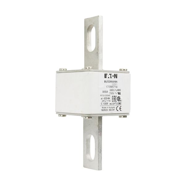 Fuse-link, high speed, 800 A, AC 690 V, size 2, 61 x 77 x 135 mm, aR, IEC, UL, no indicator, 115 mm centres image 5