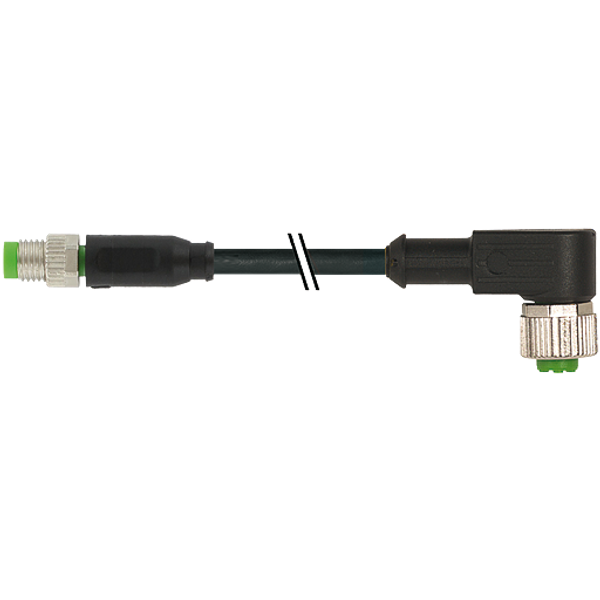 M8 male 0° / M12 female 90° A-cod. PVC 3x0.25 bk UL/CSA 1.2m image 1