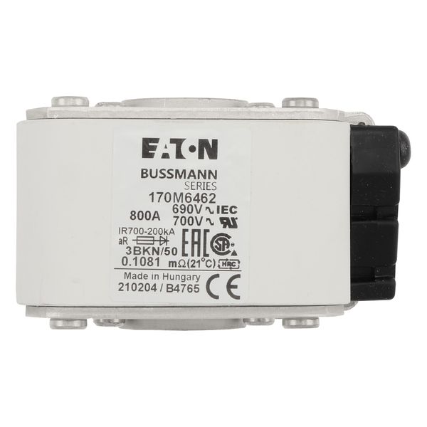 Fuse-link, high speed, 800 A, AC 690 V, size 3, aR, IEC, UL, type K indicator image 10