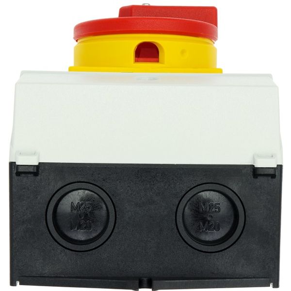 Main switch, P1, 32 A, surface mounting, 3 pole, Emergency switching off function, With red rotary handle and yellow locking ring, Lockable in the 0 ( image 14