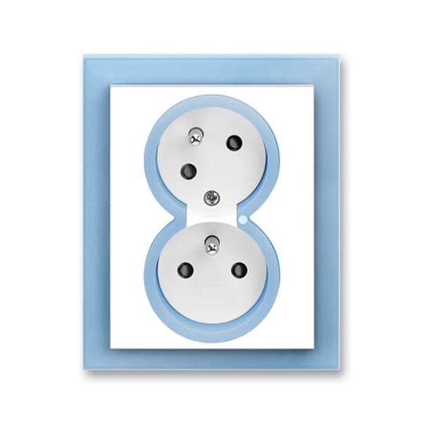 5593M-C02357 41 Double socket outlet with earthing pins, shuttered, with turned upper cavity, with surge protection image 1