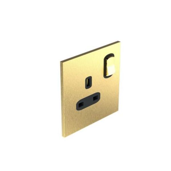 Art d'Arnould - 1 gang BS socket outlet 13 A-250V double pole switched Epure - Brushed Gold image 1