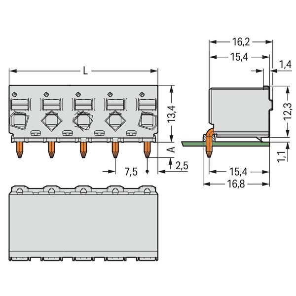 2092-3372/200-000 1-conductor THR female connector angled; push-button; Push-in CAGE CLAMP® image 2