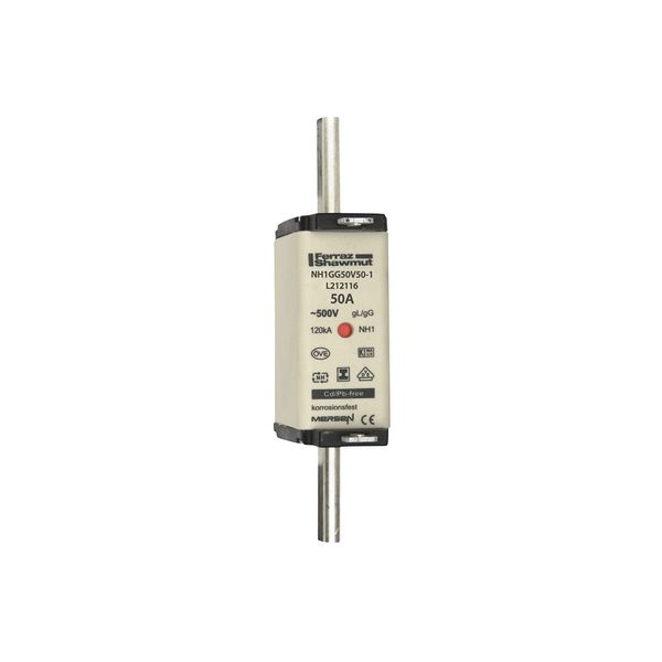 Fuse-link NH1 gG 500VAC 50A isolated tags Double indicator image 1