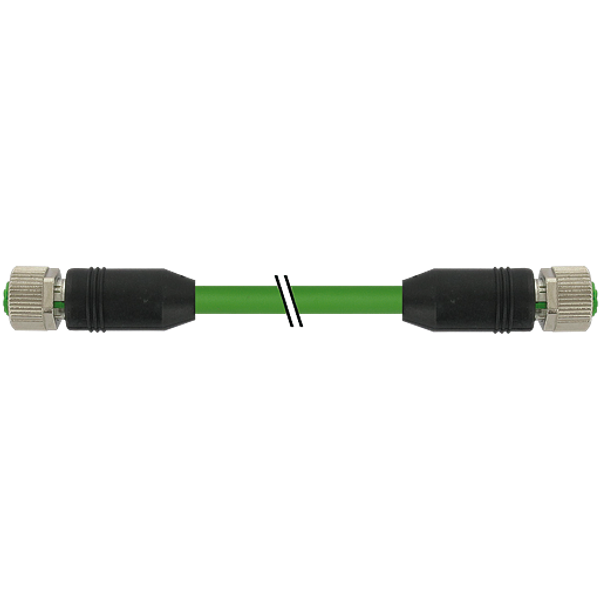 M12 fem. 0°/M12 fem. 0° D-cod. PUR 1x4xAWG22 shielded gn+rob 5.8m image 1