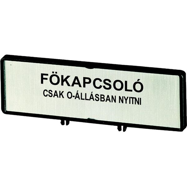 Clamp with label, For use with T0, T3, P1, 48 x 17 mm, Inscribed with standard text zOnly open main switch when in 0 positionz, Language Hungarian image 3
