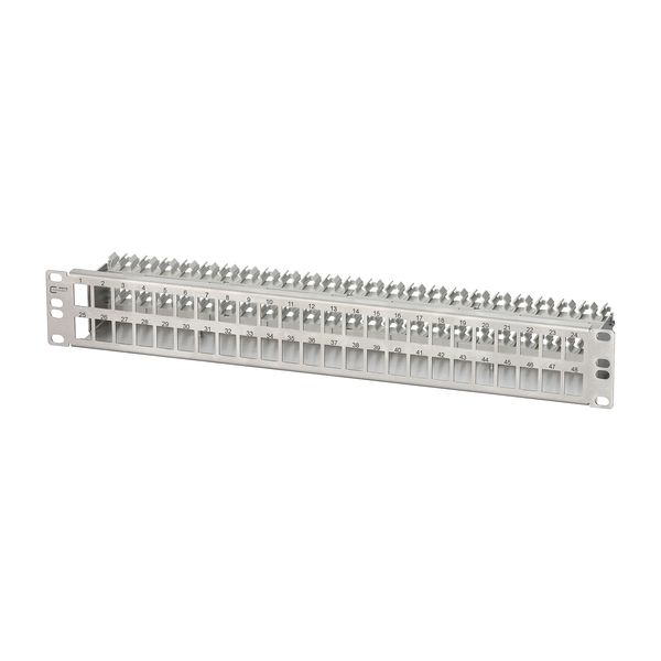 Keystone 19 inch module frame 1.5RU 48 port stainless steel unequipped image 1