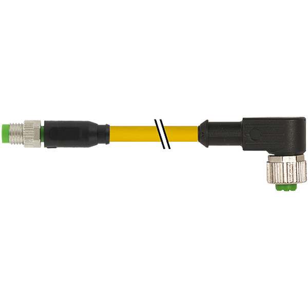 M8 male 0° / M12 female 90° A-cod. PVC 3x0.25 ye UL/CSA 2m image 1