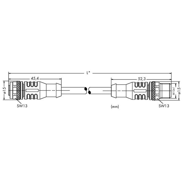 System bus cable M12B socket straight M12B plug straight yellow image 3