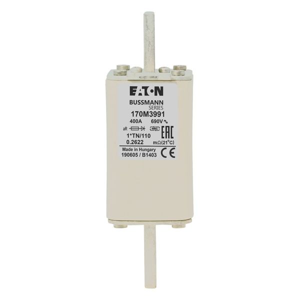 Fuse-link, high speed, 400 A, AC 1000 V, compact DIN 1, 43 x 61 x 138 mm, aR, DIN, IEC, type T indicator image 6