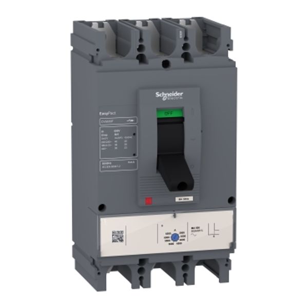 circuit breaker EasyPact CVS630F, 36 kA at 415 VAC, 500 A rating magnetic MA trip unit, 3P 3d image 2