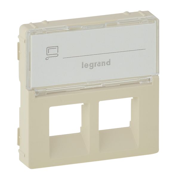 Cover plate Valena Life -double RJ45/RJ45+RJ11 socket -with label holder -ivory image 1