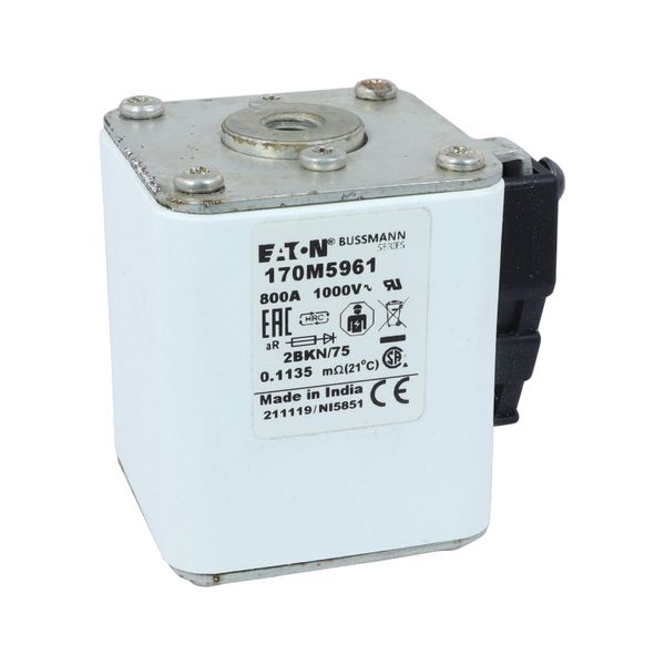 Fuse-link, high speed, 800 A, AC 1000 V, size 2, 59 x 77 x 75 mm, aR, IEC, UL, single indicator image 30